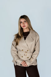 Gabardina Cuerina Beige
