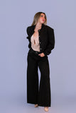 Bomber Cropped Paño Negra