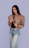 Bomber Cropped Paño Beige