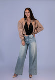 Bomber Cropped Paño Beige