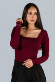 Top Algodon Cuello Cuadrado Burgundy