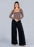 Top Algodon Cuello Cuadrado Mocca