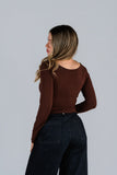 Top Algodon Cuello Cuadrado Chocolate