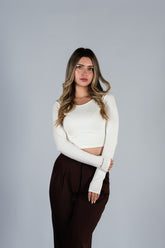 Top Algodon Cuello Redondo Blanco