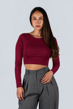 Top Algodon Cuello Redondo Burgundy