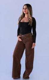 Jeans Wide Leg Monaco Chocolate