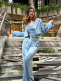 Blazer Cropped Aruba Celeste