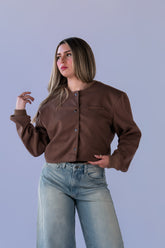 Bomber Cropped Paño Mocca