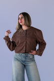 Bomber Cropped Paño Mocca