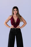 Top Drapeado Velvet Burgundy