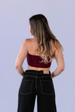 Top Drapeado Velvet Burgundy
