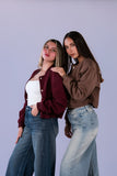 Bomber Cropped Paño Mocca