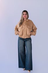 Bomber Oversized Suede Camel