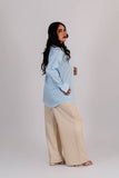 Camisa Oversized Popelina Celeste Rayas