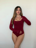 Body Sculpt Manga Larga Burgundy