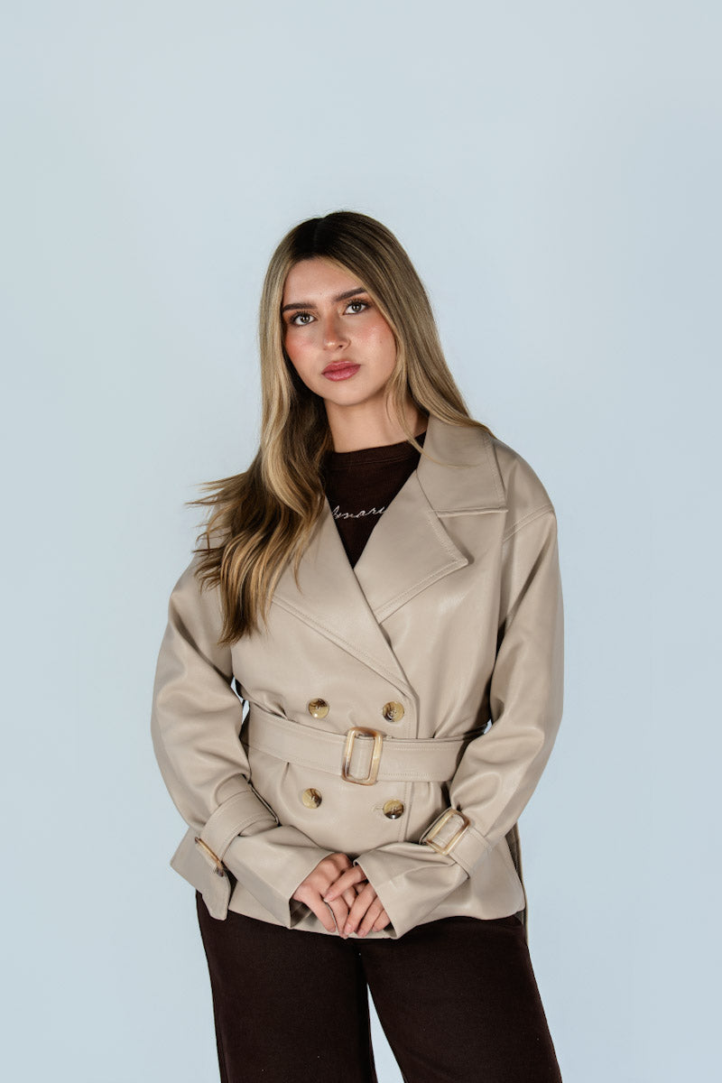 Gabardina Cuerina Beige