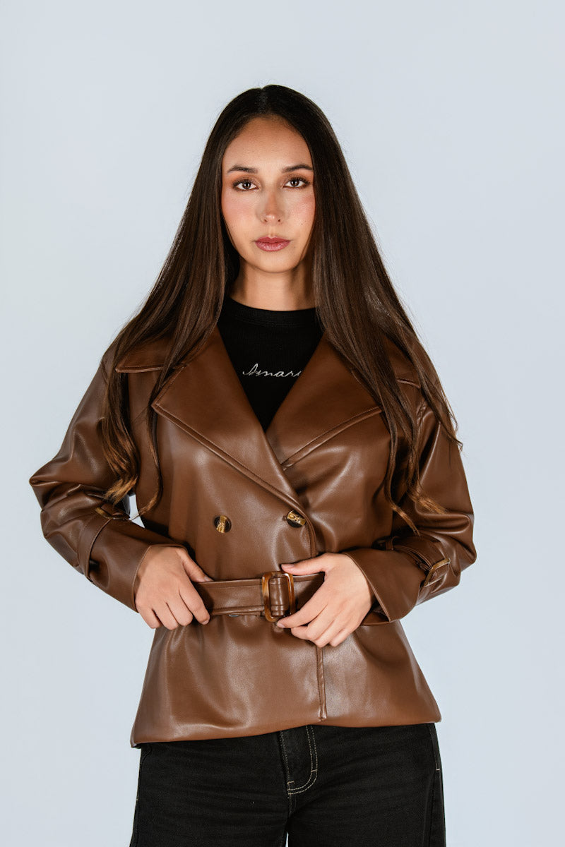 Gabardina Cuerina Chocolate