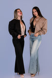 Bomber Cropped Paño Negra