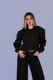 Bomber Cropped Paño Negra