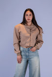 Bomber Cropped Paño Beige