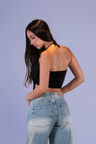 Top Drapeado Velvet Negro