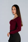 Top Algodon Cuello Cuadrado Burgundy