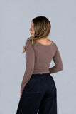 Top Algodon Cuello Cuadrado Mocca