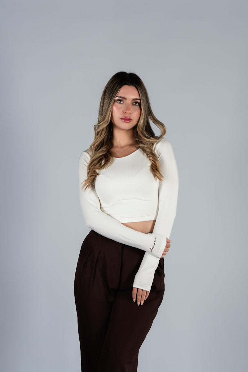 Top Algodon Cuello Redondo Blanco