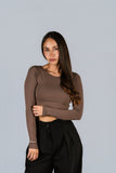 Top Algodon Cuello Redondo Mocca