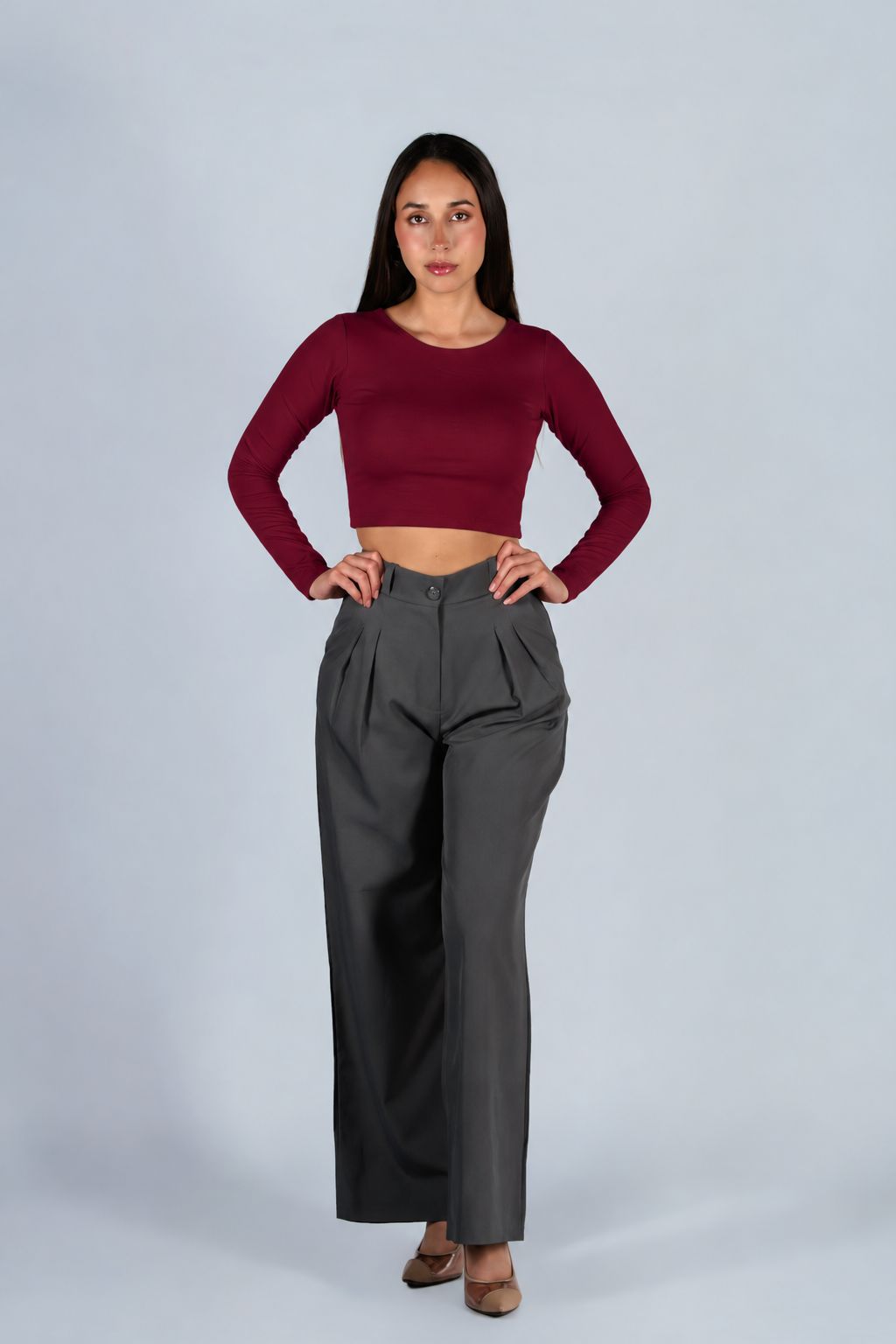 Top Algodon Cuello Redondo Burgundy