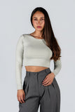 Top Algodon Cuello Redondo Plomo