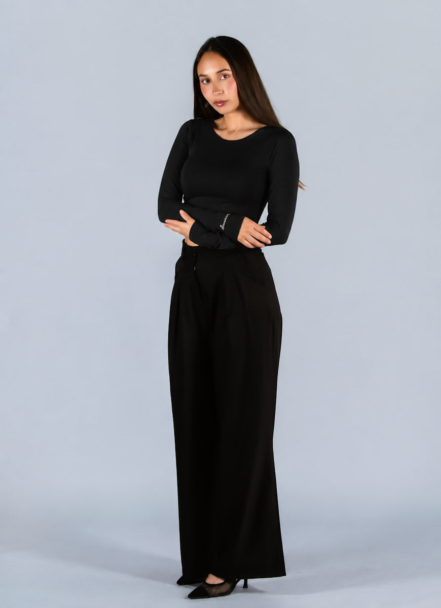 Top Algodon Cuello Redondo Negro