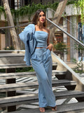 Blazer Cropped Aruba Celeste