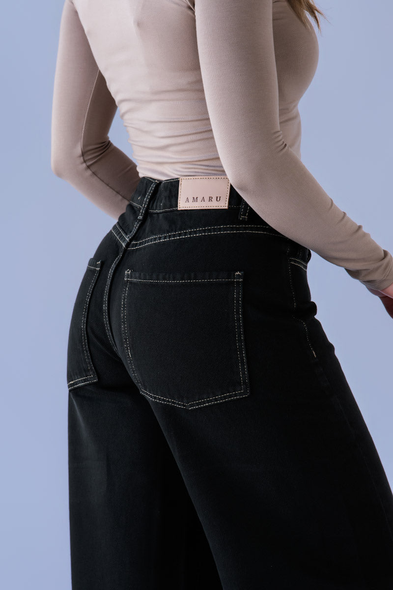 Jeans Wide Leg Monaco Negro