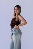 Top Drapeado Velvet Chocolate