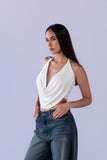 Top Drapeado Velvet Blanco