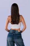 Top Drapeado Velvet Blanco