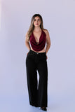 Top Drapeado Velvet Burgundy
