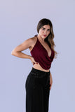 Top Drapeado Velvet Burgundy