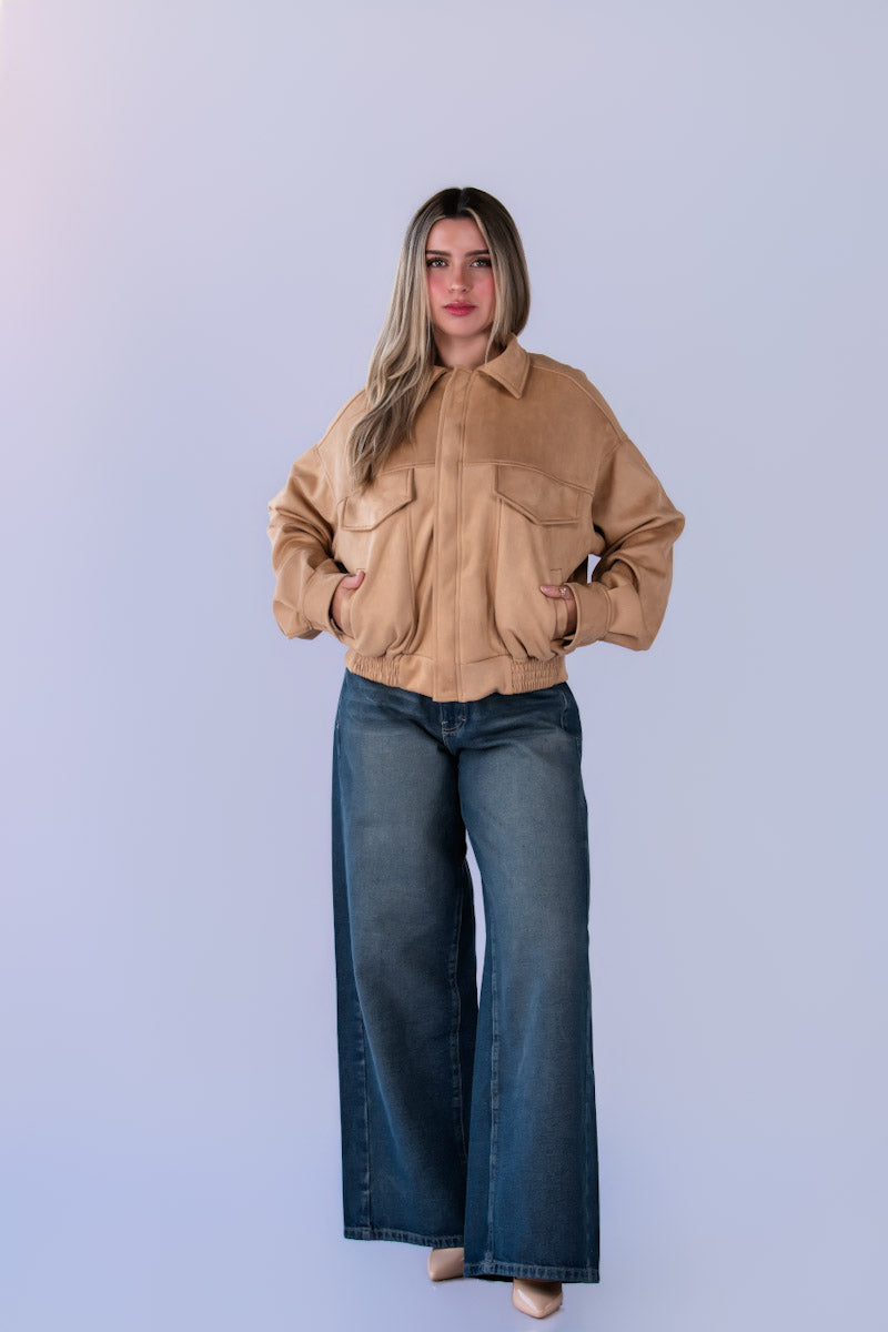 Bomber Oversized Suede Camel