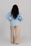 Camisa Oversized Popelina Celeste Rayas
